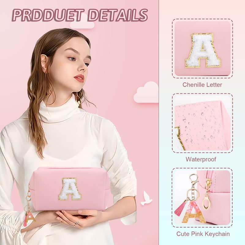 AIBFRID Birthday Gifts for Women Her Travel Cute Makeup Bag Large Capacity Cosmetic Bags for Women Makeup Pouch PU Leather Waterproof Cosmetic Bag (A  Pink) - Image 2